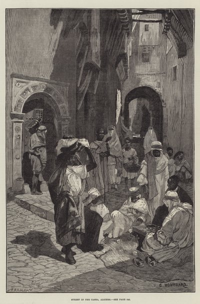 Straat in de Casba, Algiers door Charles Auguste Loye